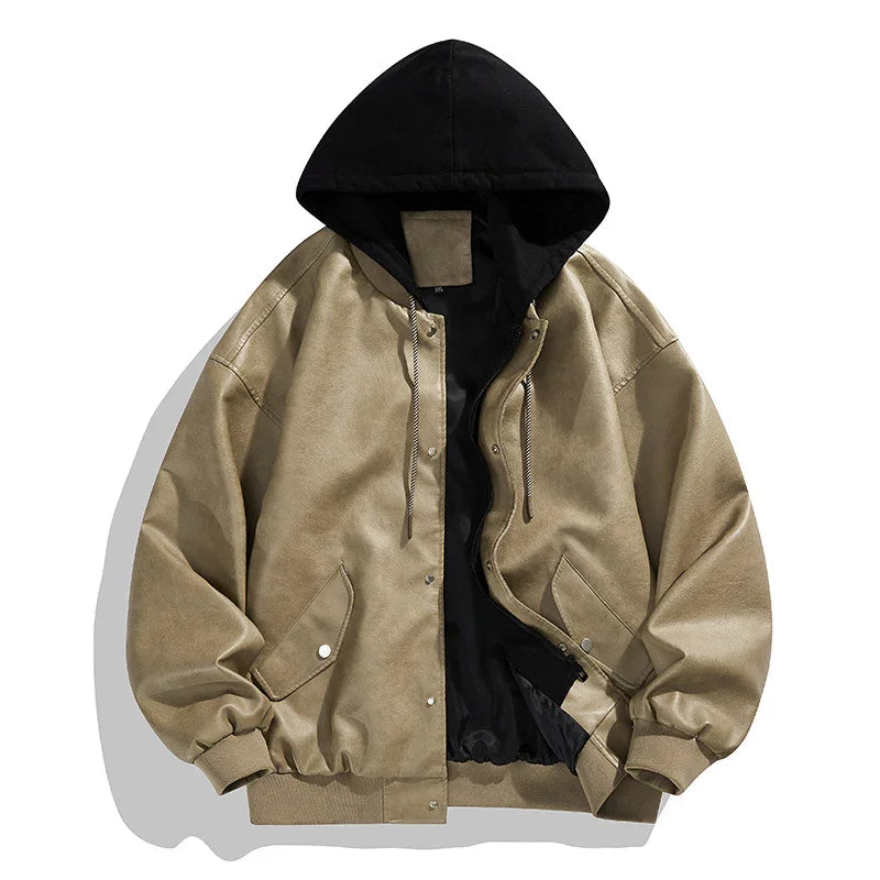 MEN'S RETRO JACKET FAUX LEATHER TWO PIECES - OLD MOEY