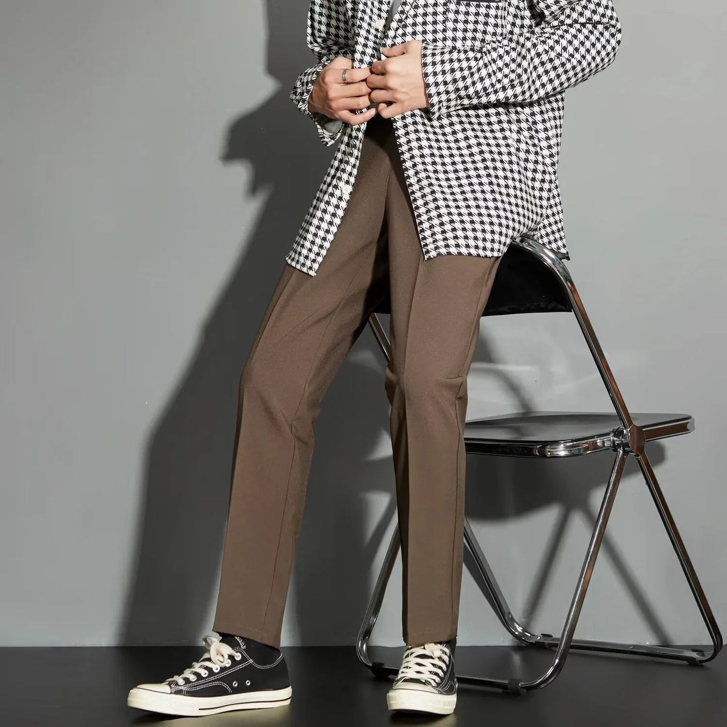 STRAIGHT TROUSERS - SPRING DRAPE EFFECT - OLD MOEY