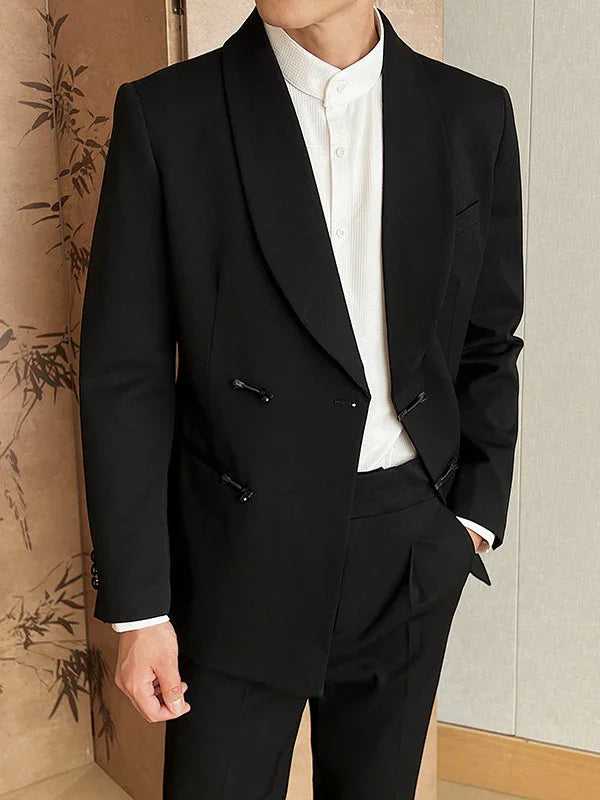 MEN'S RETRO SUIT TWO PIECES SOLID COLOR - OLD MOEY