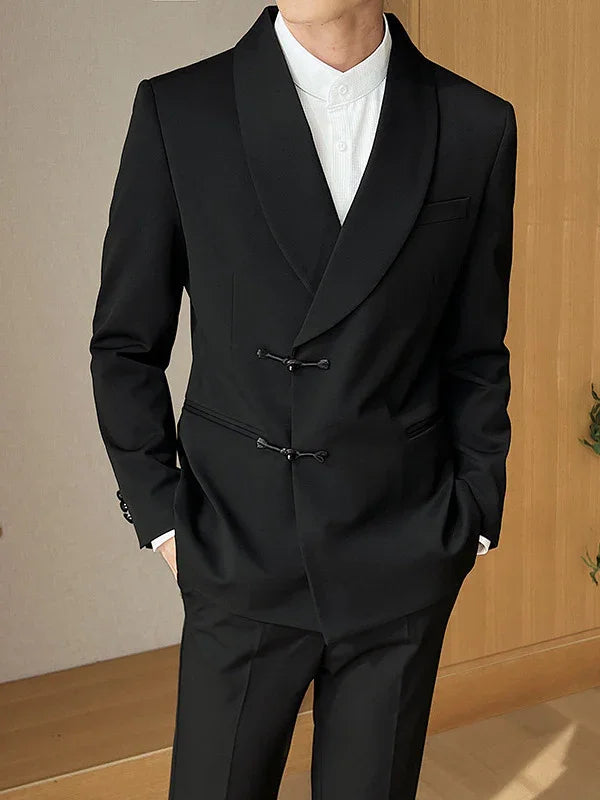 MEN'S RETRO SUIT TWO PIECES SOLID COLOR - OLD MOEY