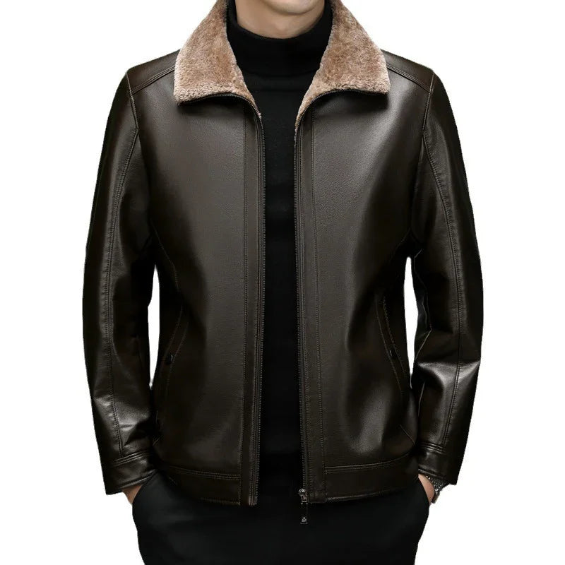 MEN'S SHEEPSKIN COAT WITH SUEDE - WINTER STYLE - OLD MOEY