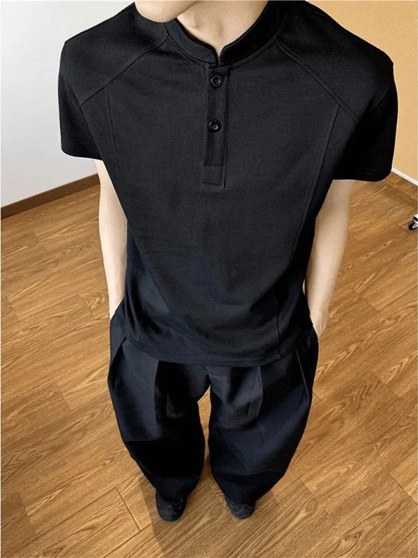 MEN'S PATCHWORK SHIRT SHORT SLEEVE CASUAL - OLD MOEY