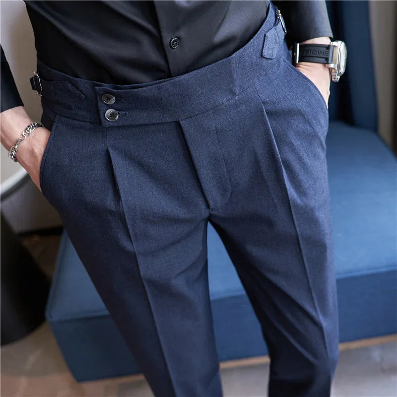 MEN'S SUIT TROUSERS SLIM FIT HIGH WAIST - OLD MOEY