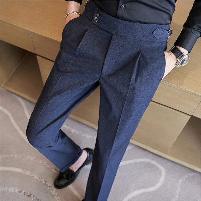 MEN'S SUIT TROUSERS SLIM FIT HIGH WAIST - OLD MOEY