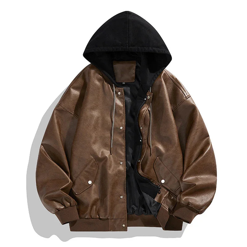 MEN'S RETRO JACKET FAUX LEATHER TWO PIECES - OLD MOEY