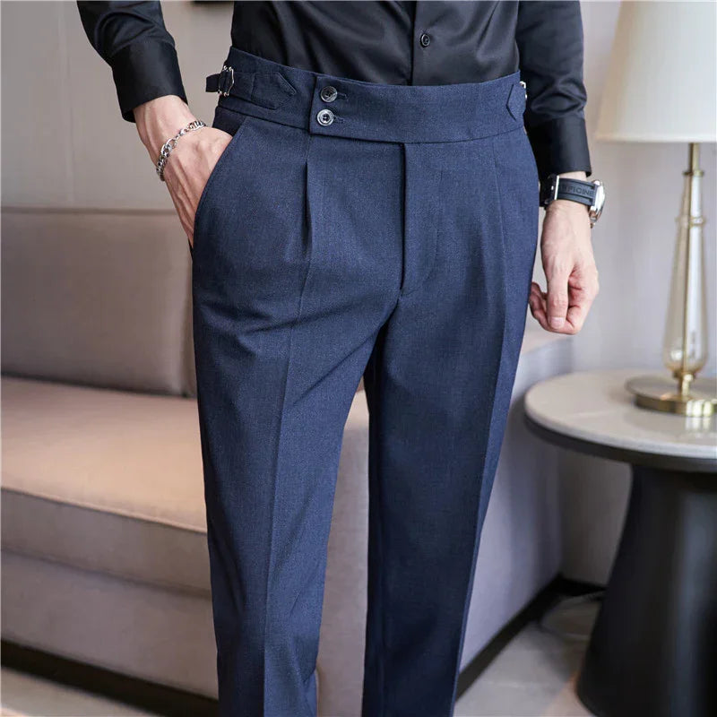 MEN'S SUIT TROUSERS SLIM FIT HIGH WAIST - OLD MOEY