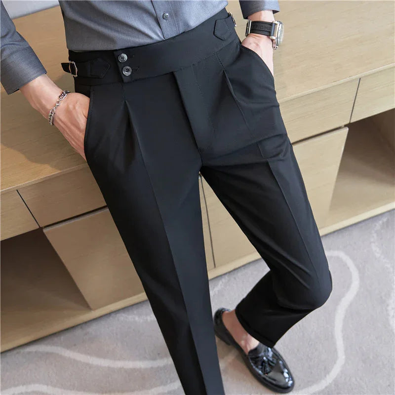 MEN'S SUIT TROUSERS SLIM FIT HIGH WAIST - OLD MOEY