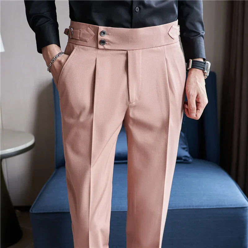 MEN'S SUIT TROUSERS SLIM FIT HIGH WAIST - OLD MOEY