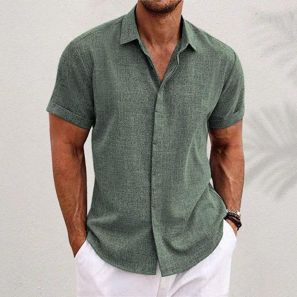 SOLID LINEN T-SHIRT - LOOSE FIT - SHORT SLEEVE - OLD MOEY