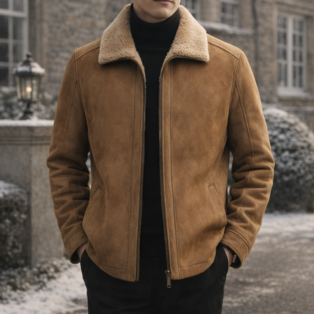 SHEEPSKIN SUEDE WINTER COAT MAN
