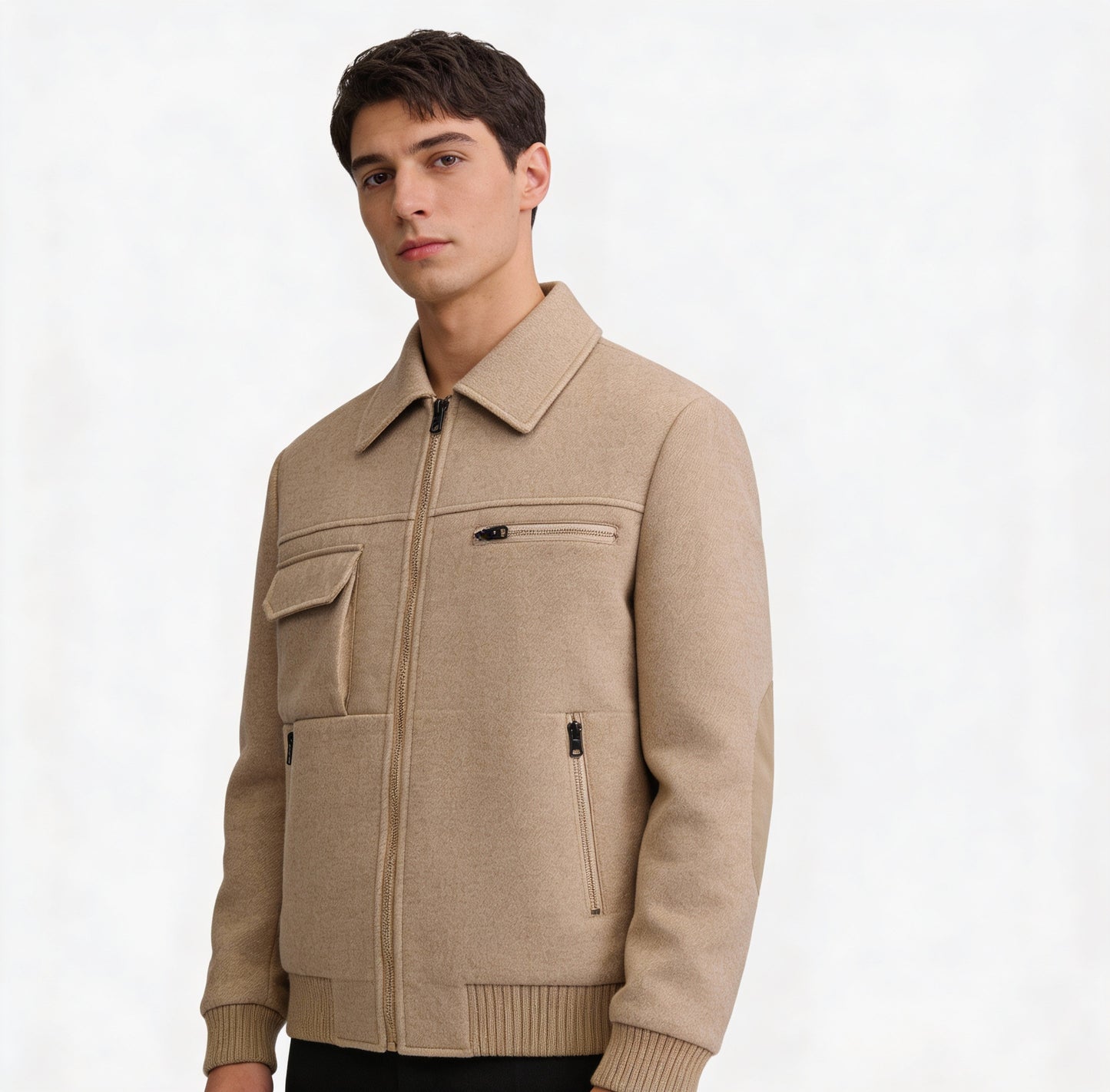 HARRINGTON DOUBLE-LAPEL WOOL COAT