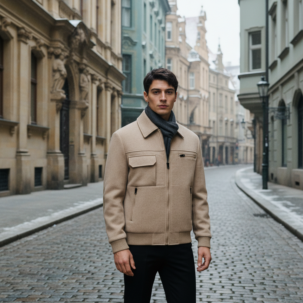 HARRINGTON DOUBLE-LAPEL WOOL COAT