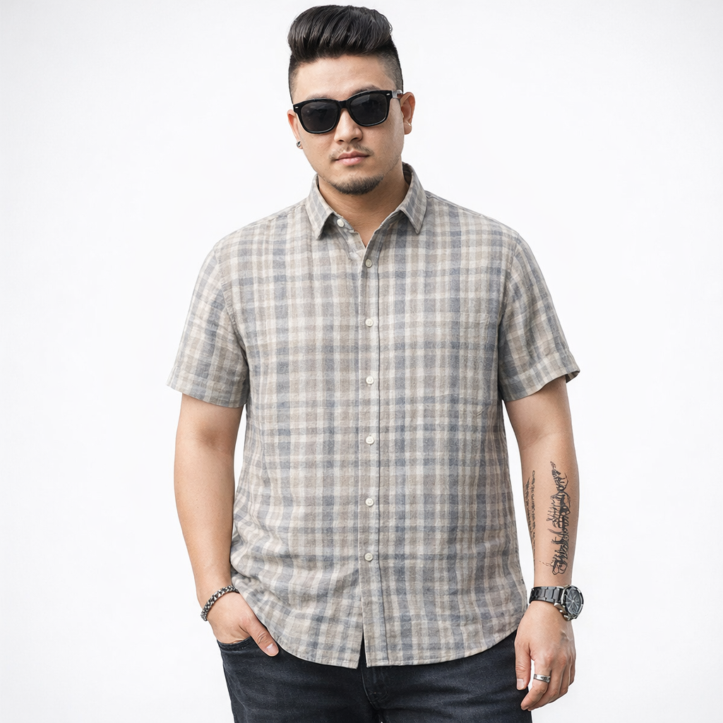MENFIELD MAN DYED FABRIC SHORT SHIRT