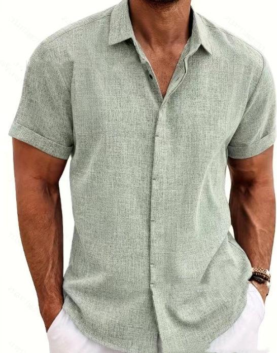 SOLID LINEN T-SHIRT - LOOSE FIT - SHORT SLEEVE - OLD MOEY