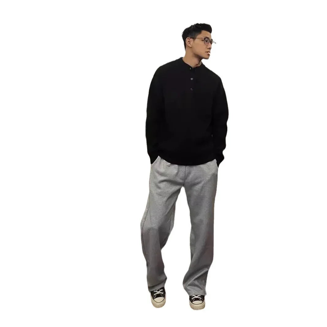 HENRY COLLAR SHIRT - ROUND NECK - OLD MONEY STYLE - OLD MOEY