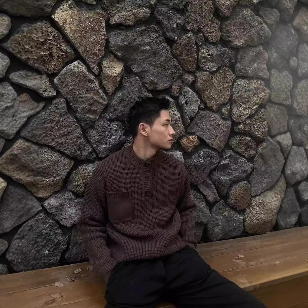 HENRY COLLAR SHIRT - ROUND NECK - OLD MONEY STYLE - OLD MOEY