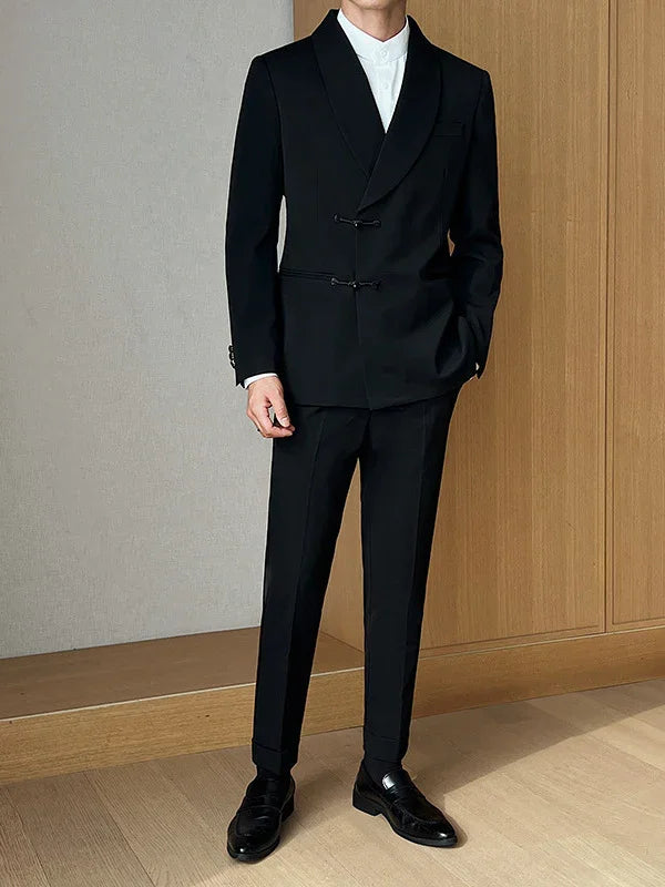 MEN'S RETRO SUIT TWO PIECES SOLID COLOR - OLD MOEY