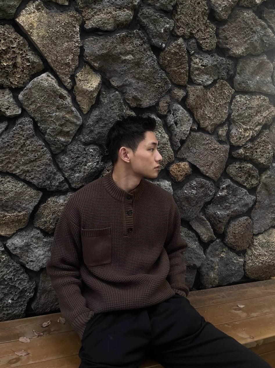 HENRY COLLAR SHIRT - ROUND NECK - OLD MONEY STYLE - OLD MOEY