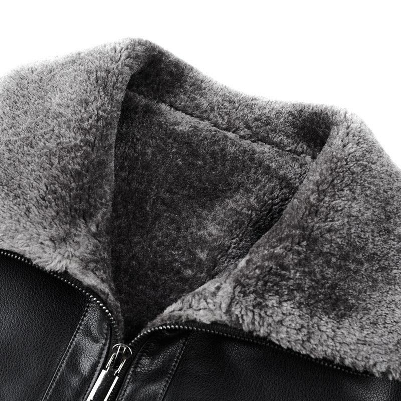 MEN'S SHEEPSKIN COAT WITH SUEDE - WINTER STYLE - OLD MOEY