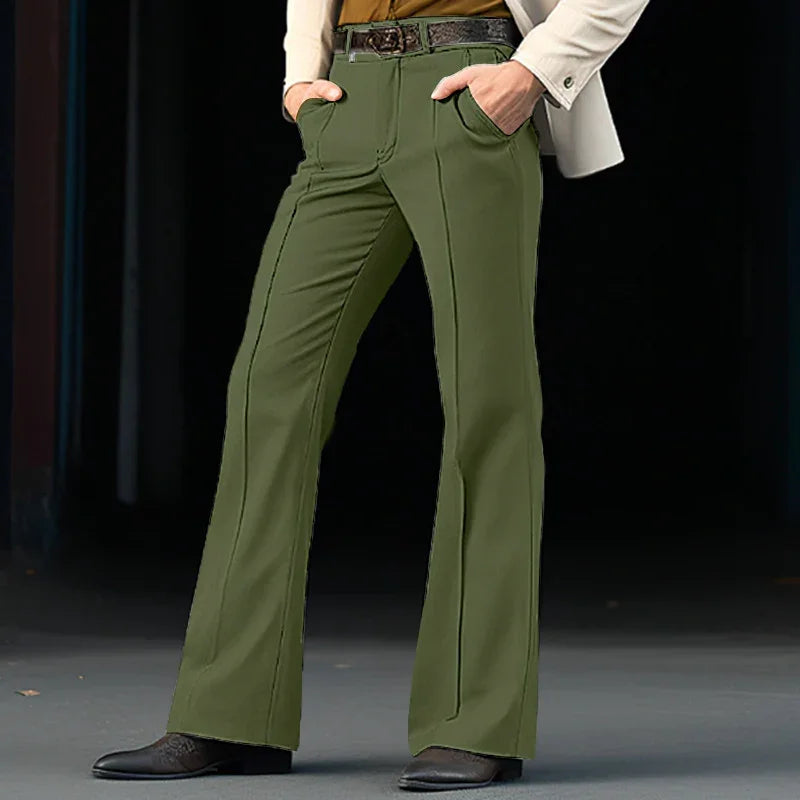 MEN'S TROUSERS ELASTIC FABRIC FLARE LEG - OLD MOEY